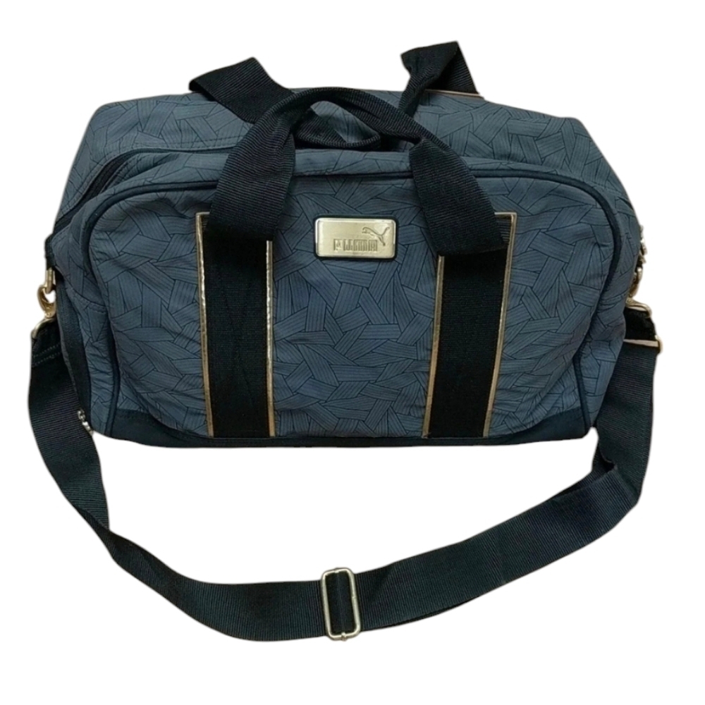 PUMA Duffle Bag Black and Grey with Gold Hardware Gym Workout